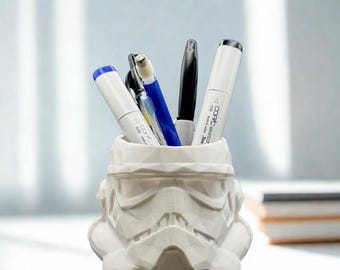 Stormtrooper Pen Holder - Star Wars Desk Organizer, Geeky Pencil Cup, Modern Gift for Star Wars Fan, Office Decor
