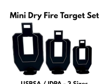 Dry Fire Targets with Stands – USPSA/IDPA Silhouette Set (3 Sizes – Black or White)