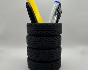 Tire Pen Holder Desk Organizer for Car Lovers, Unique Gearhead Gift, Automotive Office Decor, Garage Accessory