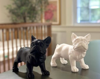French Bulldog Figurine | Black or White | 4" Frenchie Statue for Dog Lovers | Desk Decor, Cake Topper, or Pet Memorial Gift