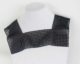 Black square beaded collar with beaded toggle