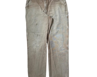 Carhartt B11BRN Brown Duck Canvas Carpenter Pants Mens 38x36 Distressed Workwear