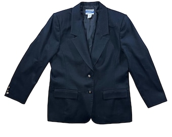 Vintage Pendleton Classic Wool Blazer Womens Size 14 Black Career Business Coat