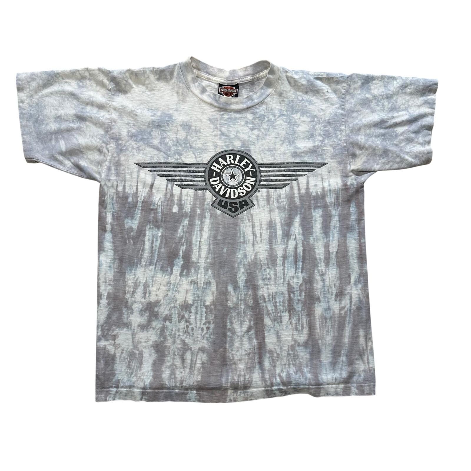 Vintage 1995 Harley Davidson USA Tie Dye Shirt Texas 90s Mens L 