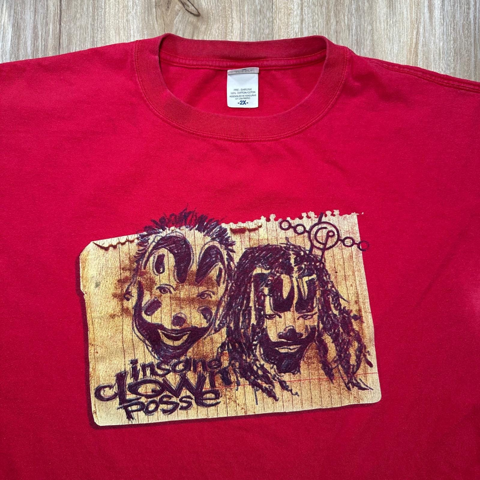 Vintage Y2K Insane Clown Posse T Shirt Anvil 2XL Red ICP XXL Band