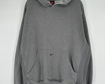 Sudadera con capucha y logo Swoosh central gris para hombre, estilo vintage Y2K (talla XL)