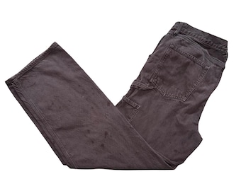 Vintage Aeropostale Carpenter Jeans Mens 34x32 Brown Utility Work Pants Denim