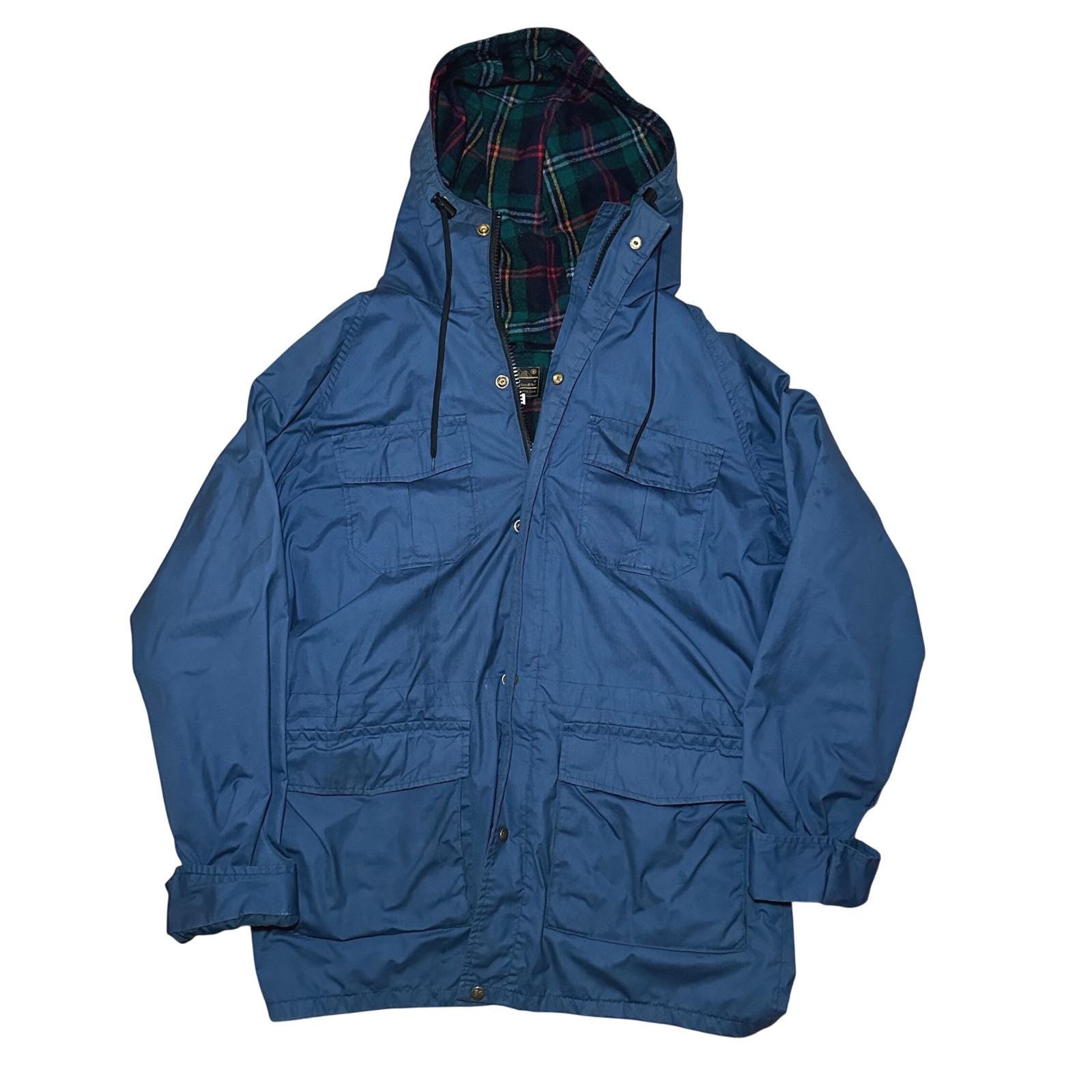 Vintage 90s Eddie Bauer Mens L Plaid Lined Hooded Expedition 