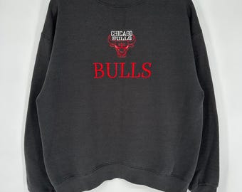 Vintage 90s Fruit of the Loom Chicago Bulls Sweatshirt XL Black Jordan USA NBA