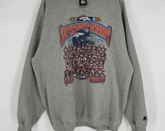 Vintage 90s Starter Denver Broncos Super Bowl Champions Sweatshirt Gray XL USA