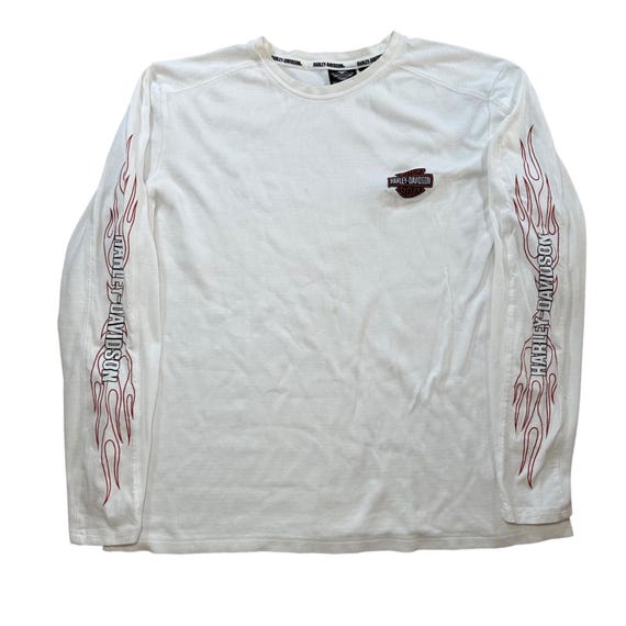 Vintage Harley Davidson Mens 2XL Long Sleeve Flames Graphic T