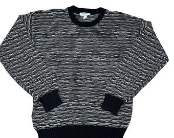 Nineties Black, White & Yellow 3D Knit Coogi Pullover Sweater - Etsy