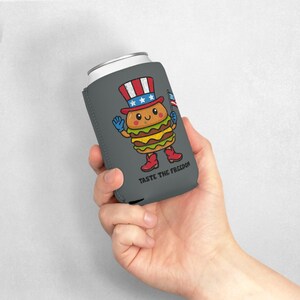 Fourth of July can cooler bbq can cooler drink cozy for cookout party favor 4th of July can cooler favors dad gift fathers day gift