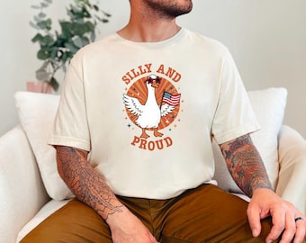 Shirt van de gekke gans 4 juli shirt domme en trotse comfortkleuren Color Blast T-shirt Americana shirt American goose shirt voor zomer