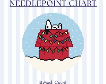 Snoopy Ferien Haus Leinwand | Nadelspitzen Stickmuster | 18 Mesh PDF