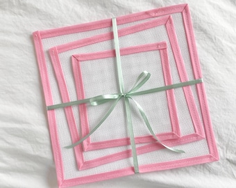 Pink Blank Zweigart Needlepoint Canvas | 13, 18 Mesh with Bias Tape Edges