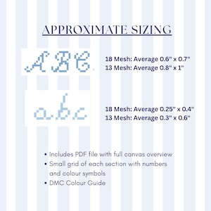 K&ouml;nnte beinhalten: Digitales Bild auf gestreiftem Hintergrund mit dem Text &bdquo;APPROXIMATE SIZING&ldquo; &uuml;ber pixeligen Gro&szlig;- und Kleinbuchstaben. Die Ma&szlig;e werden in Zoll f&uuml;r beide Alphabete angegeben und geben ihre durchschnittlichen Gr&ouml;&szlig;en f&uuml;r 18 und 13 Maschen an.