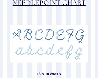 Cursief alfabet borduurpatroon | 13 en 18 mesh pdf