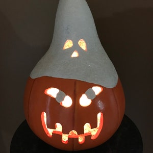 Holy Moly A Lighted Ghost On A  Gourd Jack O Lantern