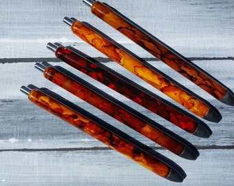 Woodgrain faux leather epoxy gel pens