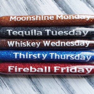 Spirits/Alcohol/Whiskey Weekday Epoxy Glitter Gel Pens Sets