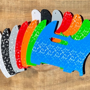 Custom 3D Printed Telecaster Pickguard - US/MIM 8 Hole, Holographic Triangles, Personalized Colors