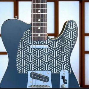 Custom 3D Printed Telecaster Pickguard - US/MIM 8 Hole, Japanese Geometric, Personalized Colors