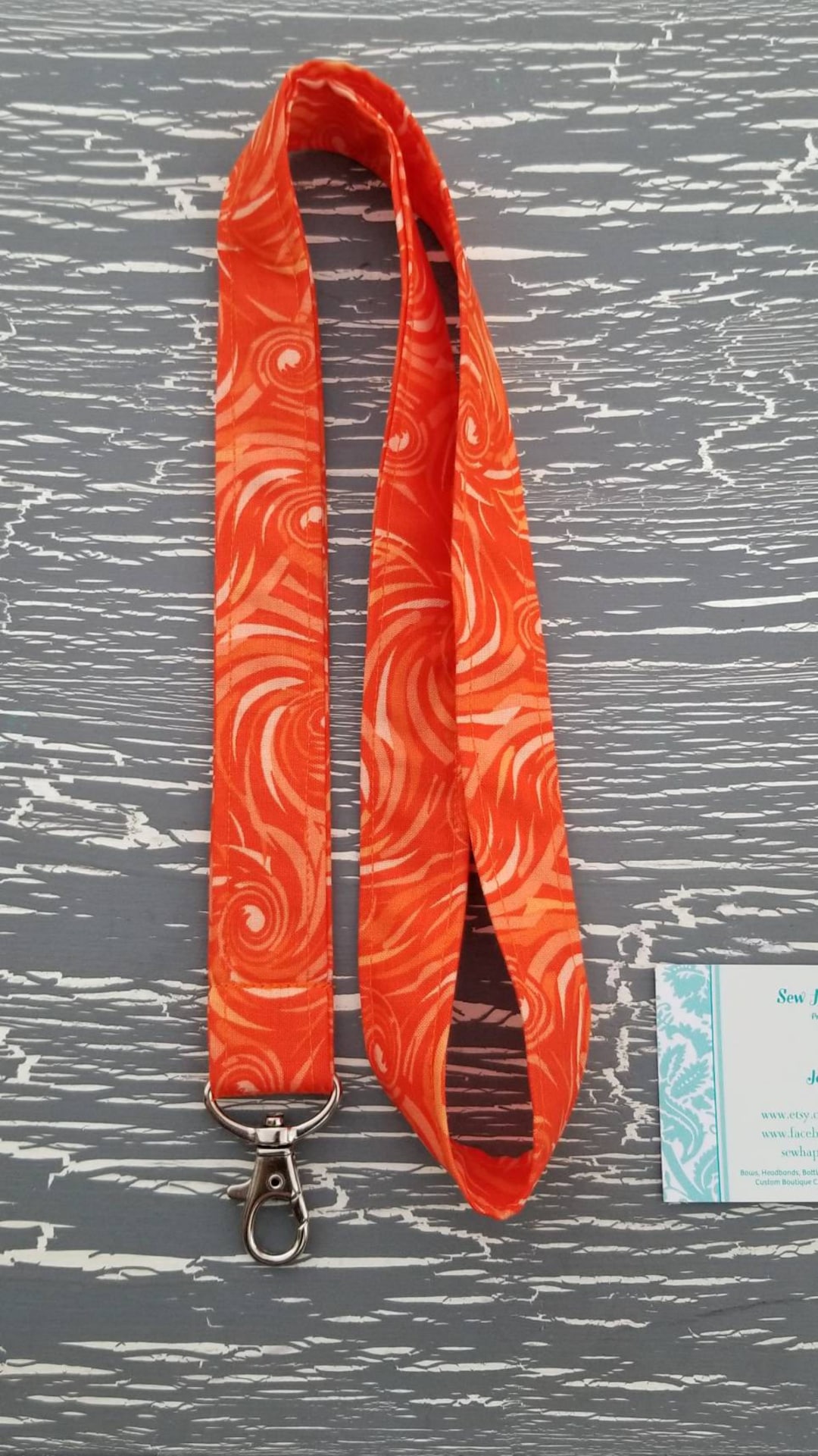 Orange Swirl Lanyard, Long Lanyards, Custom Lanyard, Orange Key Chain