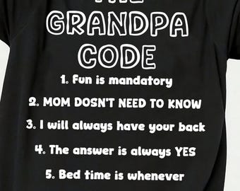 Grandpa Code Rules Funny T-Shirt | Humor Graphic Tee for Grandfathers | Best Grandpa Gift Idea T-Shirt