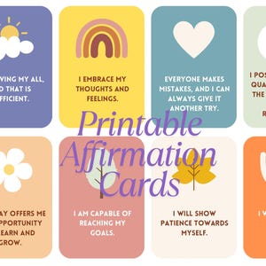 Tarjetas de afirmación de amor propio/Impresiones digitales para sanación y motivación/Descarga instantánea