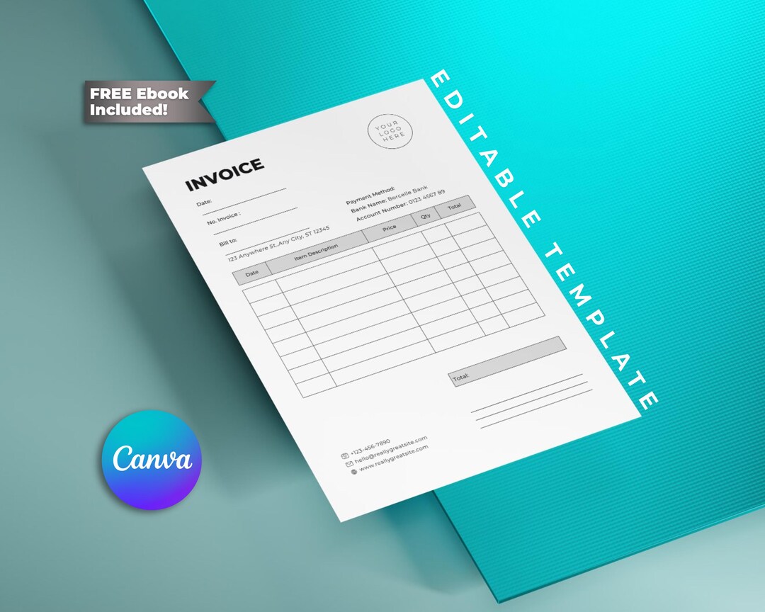 Editable Invoice Template: Canva Design for Small Business (A4 & US ...