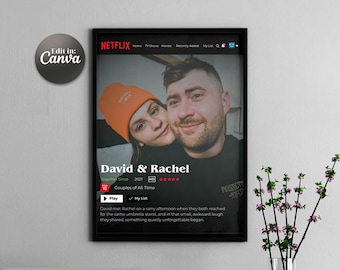 Netflix Couple Poster | Personalized Anniversary Gift (Canva Template)