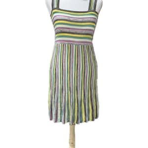 Vintage Missoni made in Italy-Style Knit Dress – Striped Multicolor Summer Dress – Size S/M