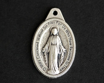 Miraculous Medal. Catholic Pendant. Medal of the Immaculate Conception Charm. Miraculous Medal Pendant. 25mm x 16mm (Qty 1)