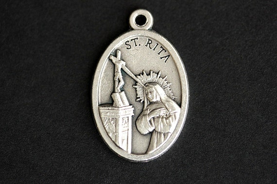 Saint Rita Medal. Catholic Pendant. St Rita Pendant. Saint Rita Charm. Catholic Saint Medal. 25mm x 16mm (Qty 1)