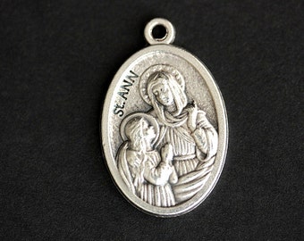 Saint Ann Medal. Catholic Pendant. St Ann Charm. Saint Ann Pendant. Catholic Saint Medal. 25mm x 16mm (Qty 1)