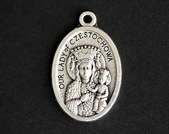 Our Lady of Czestochowa Medal. Catholic Pendant. OL of Czestochowa Charm. Czestochowa Pendant. 25mm x 16mm (Qty 1)