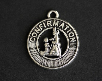 Confirmation Medal. Catholic Pendant. Confirmation Charm. Confirmation Pendant. 22mm x 19mm (Qty 1)