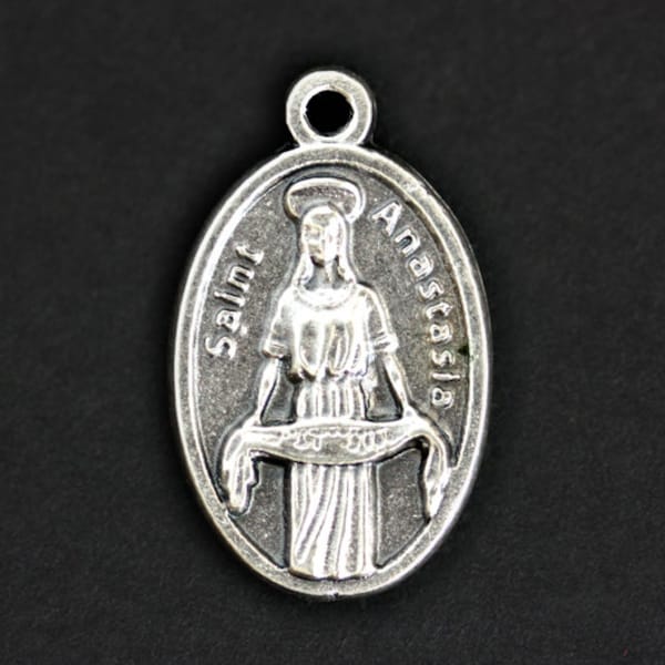 Saint Anastasia Medal. Catholic Pendant. St Anastasia Pendant. Saint Anastasia Charm. Catholic Saint Medal. 25mm x 16mm (Qty 1)