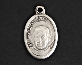 Saint Maximilian Kolbe Medal. Catholic Pendant. St Maximilian Pendant. Saint Kolbe Charm. Catholic Saint Medal. (Qty 1)