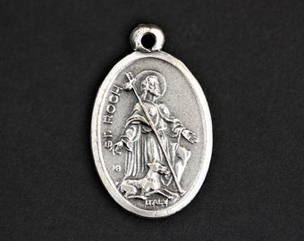 Saint Roch Medal. Catholic Pendant. St Roch Pendant. Saint Roch Charm. Catholic Saint Medal. 25mm x 16mm (Qty 1)