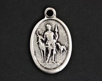 Saint Hubert Medal. Catholic Pendant. St Hubert Pendant. Saint Hubert Charm. Catholic Saint Medal. 25mm x 16mm (Qty 1)