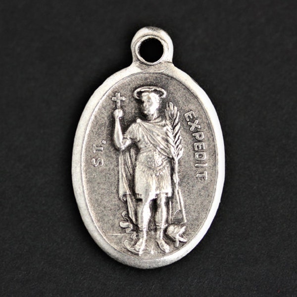 Saint Expedit Medal. Catholic Pendant. St Expedit Pendant. Saint Expedit Charm. Catholic Saint Medal. 25mm x 16mm (Qty 1)