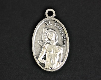 Saint Sebastian Medal. Catholic Pendant. St Sebastian Pendant. Saint Sebastian Charm. Catholic Saint Medal. 25mm x 16mm (Qty 1)