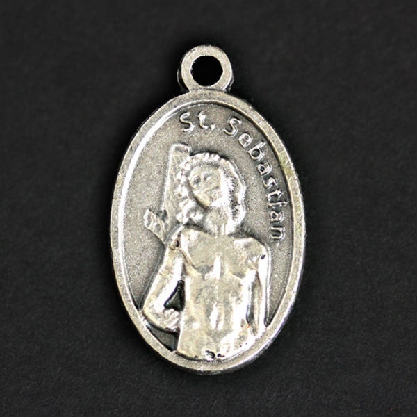 Saint Sebastian Medal. Catholic Pendant. St Sebastian Pendant. Saint Sebastian Charm. Catholic Saint Medal. 25mm x 16mm (Qty 1)