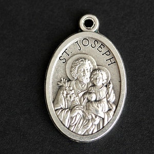 Saint Joseph Medal. Catholic Pendant. St Joseph Pendant. Saint Joseph Charm. Catholic Saint Medal. 25mm x 16mm (Qty 1)