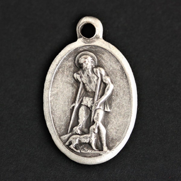 Saint Lazarus Medal. Catholic Pendant. St Lazarus Pendant. Saint Lazarus Charm. Catholic Saint Medal. 25mm x 16mm (Qty 1)