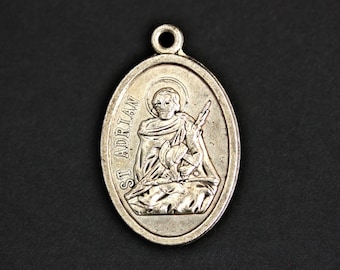 Saint Adrian Medal. Catholic Pendant. St Adrian Pendant. Saint Adrian Charm. Catholic Saint Medal. 25mm x 16mm (Qty 1)