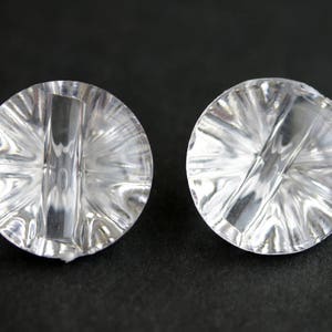 Two (2) Clear Buttons. Puffy Round Buttons. Clear Acrylic Buttons. Clear Plastic Buttons. 22mm