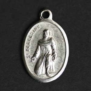 Saint Peregrine Medal. Catholic Pendant. St Peregrine Pendant. Saint Peregrine Charm. Catholic Saint Medal. 25mm x 16mm (Qty 1)